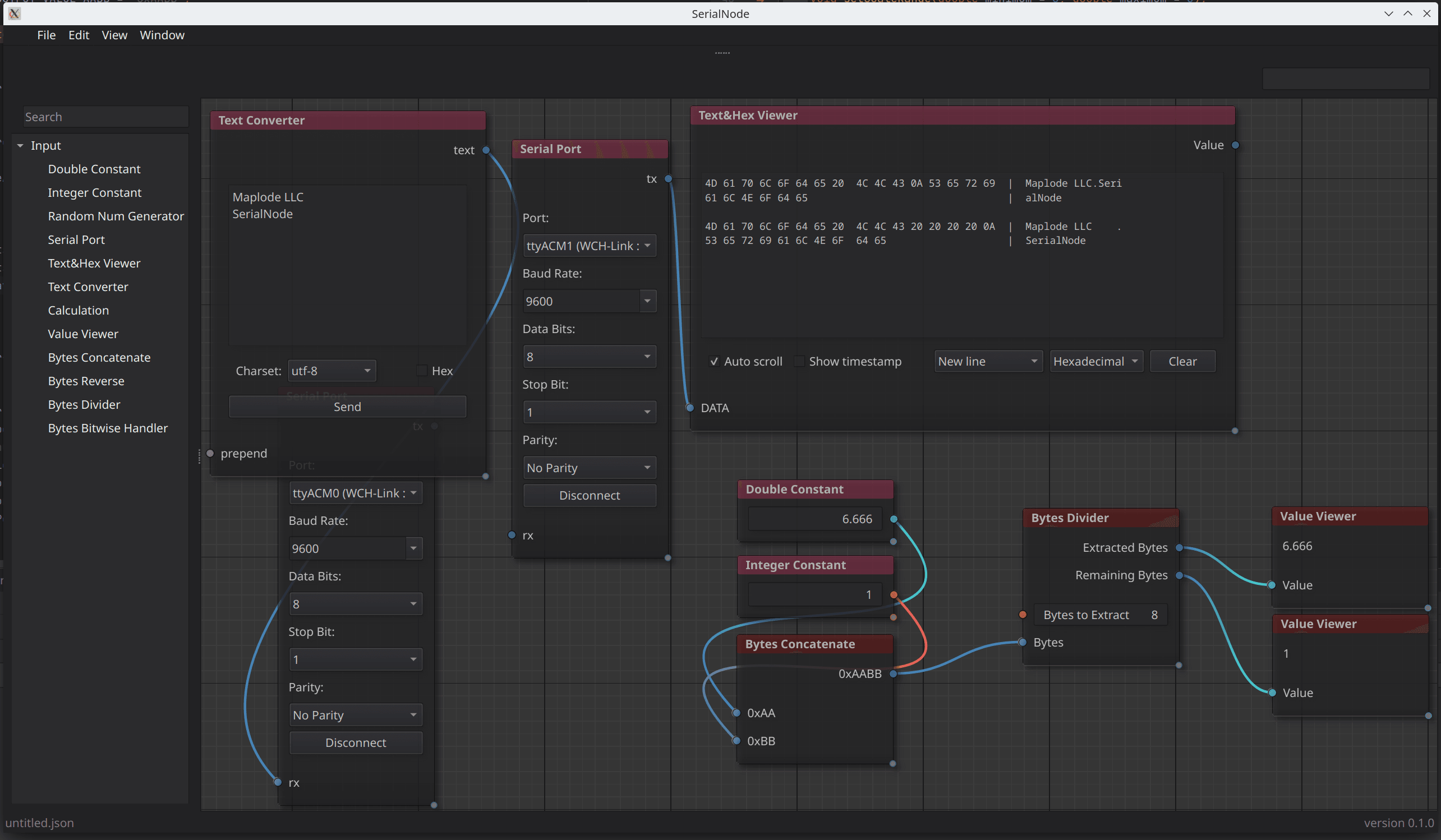 A visual representation of SerialNode's node-based interface